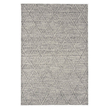 Katherine Carnaby Coast CD03 Modern Plain Geometric Diamond Shimmer Hand-Woven Textured Wool & Viscose Blend Looped Pile Flatweave Grey Marl Rug-Asiatic Carpets-Rug Love - The Most Loved Rug Store